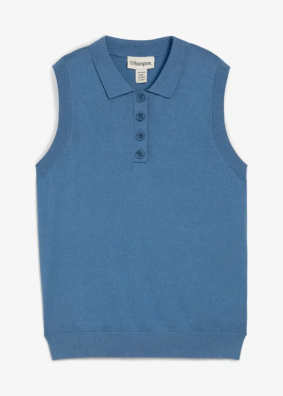 Top z jemného úpletu, s podílem hedvábí a pólo límečkem, bonprix