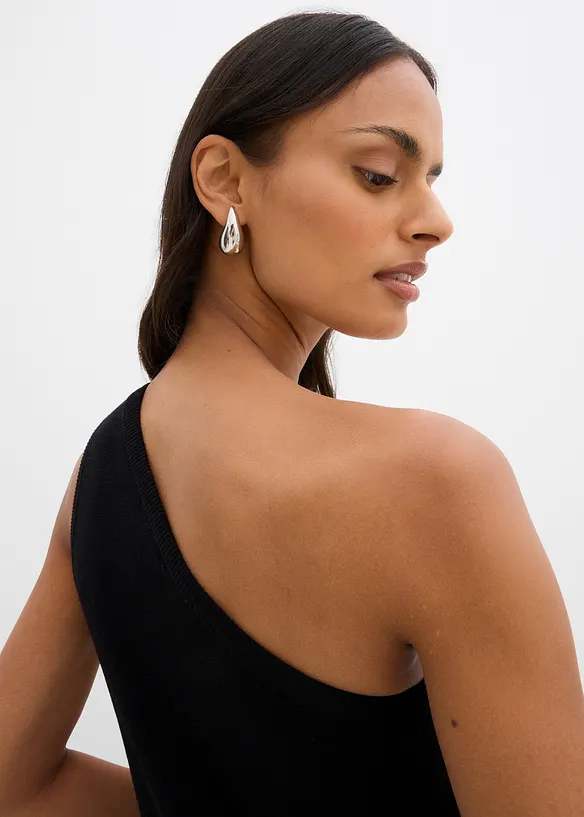 Pletený top s odhaleným ramenem, z viskózové směsi, bonprix