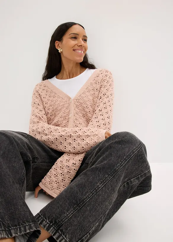 Ažurový pletený kabátek, bonprix