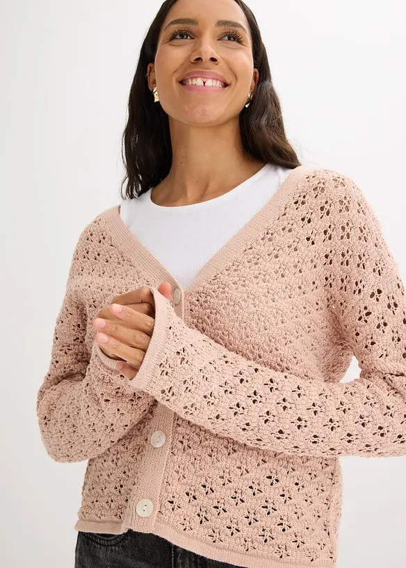 Ažurový pletený kabátek, bonprix