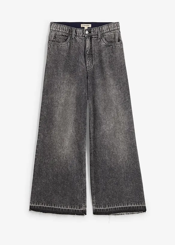 Džíny Wide Leg, High Waist, zkrácené, bonprix