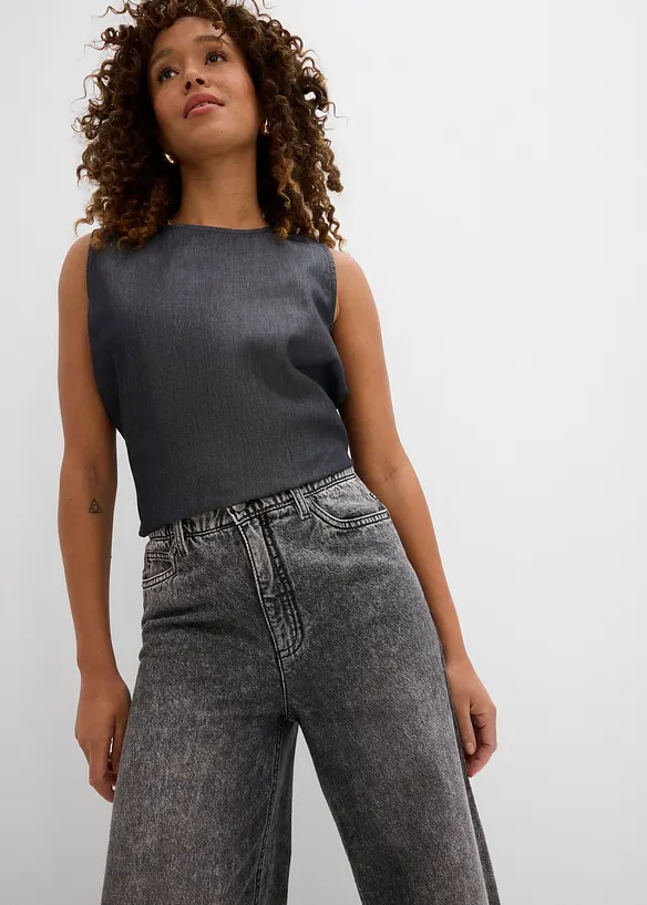 Džíny Wide Leg, High Waist, zkrácené, bonprix