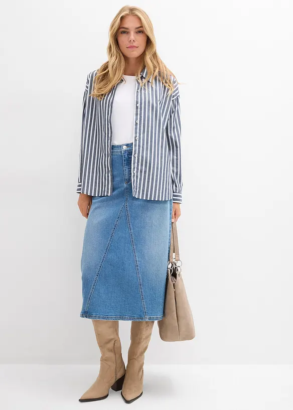Strečová džínová sukně, High Waist, bonprix