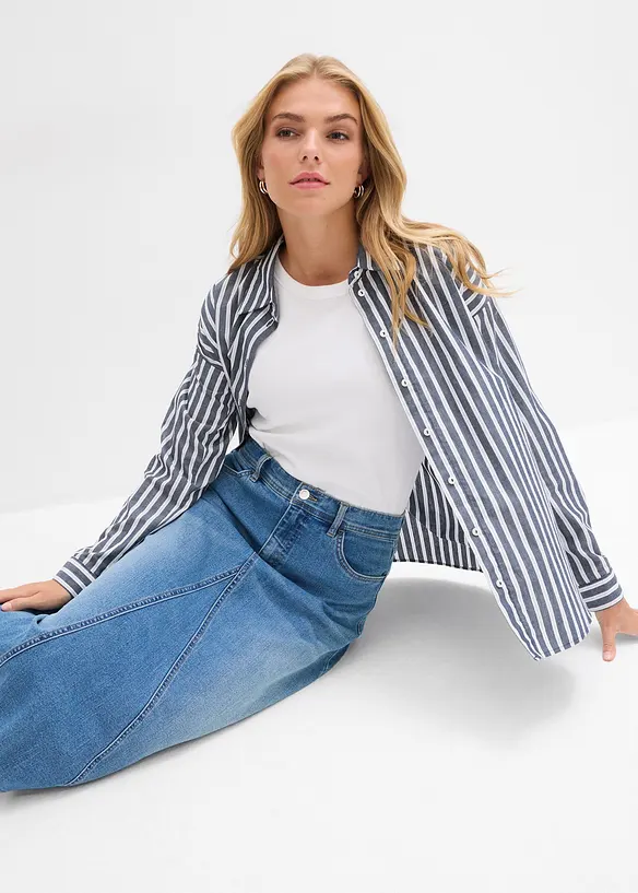 Strečová džínová sukně, High Waist, bonprix