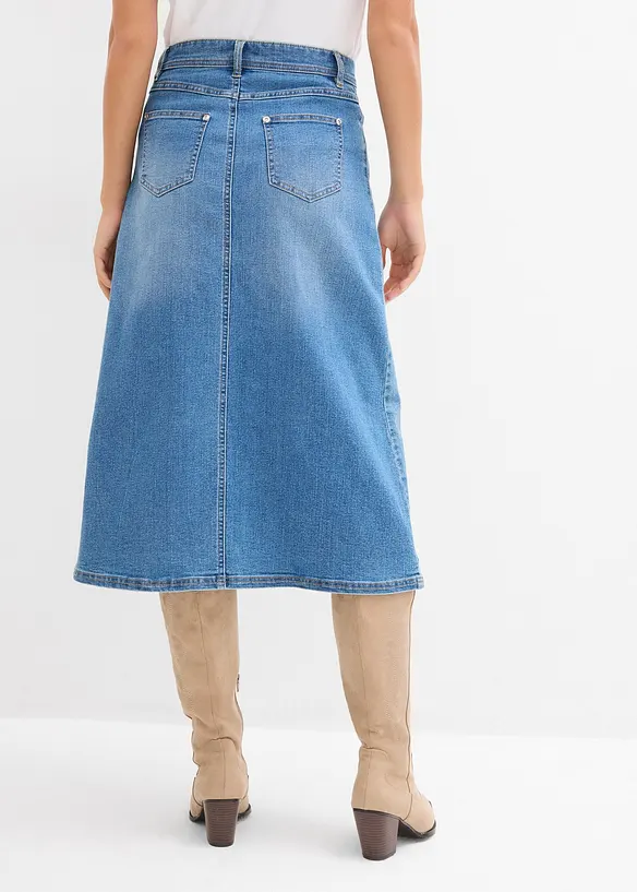 Strečová džínová sukně, High Waist, bonprix