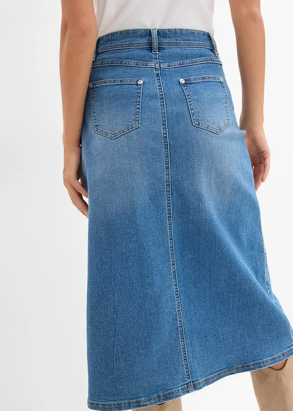 Strečová džínová sukně, High Waist, bonprix