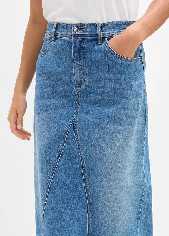 Strečová džínová sukně, High Waist, bonprix