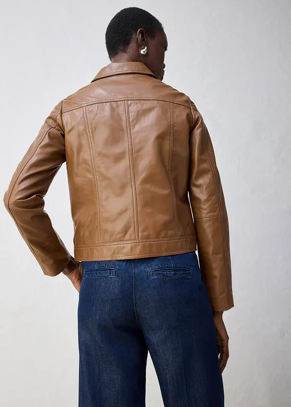 Kožená bunda z jehněčí kůže nappa, bonprix