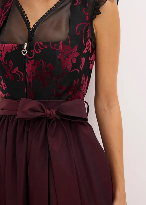 Kroj ve stylu dirndl se sametem, v délce midi (2dílná souprava), bonprix
