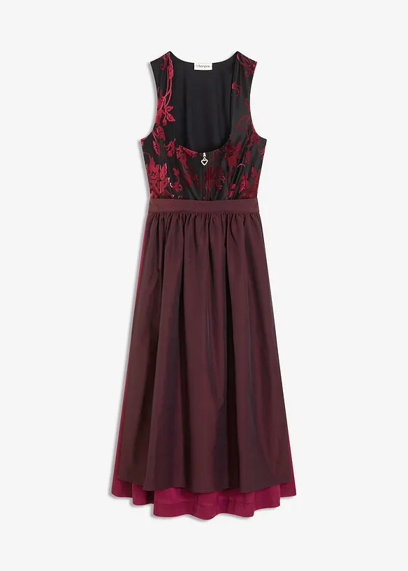 Kroj ve stylu dirndl se sametem, v délce midi (2dílná souprava), bonprix
