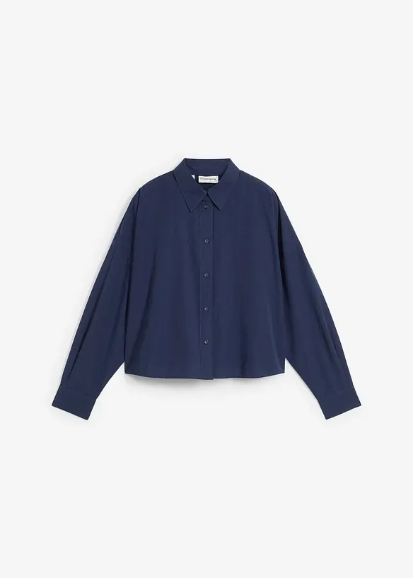 Krátká oversize halenka s podílem hedvábí, bonprix