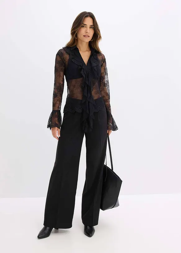 Průhledná halenka s krajkou, bonprix