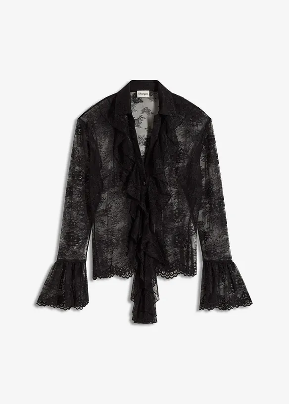 Průhledná halenka s krajkou, bonprix