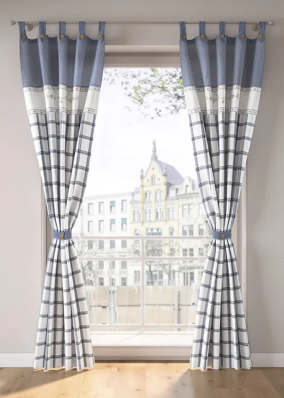 Kostkovaný závěs z organické bavlny (1 ks), bonprix