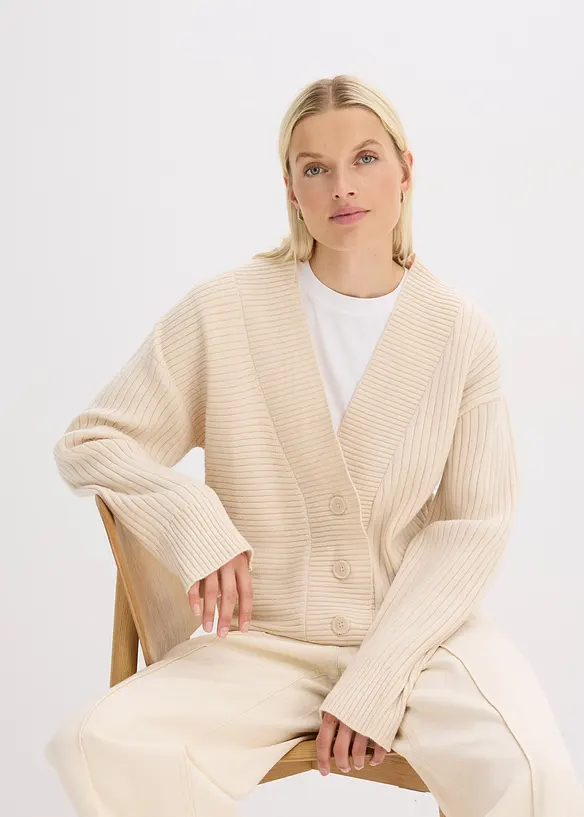 Kardigan s žebrovaným vzorem, bonprix