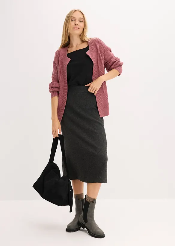 Pletený kabátek s copánkovým vzorem, bonprix