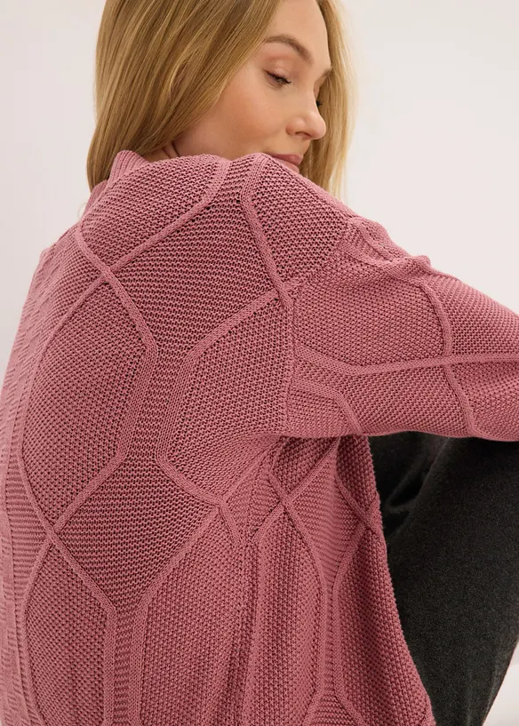 Pletený kabátek s copánkovým vzorem, bonprix