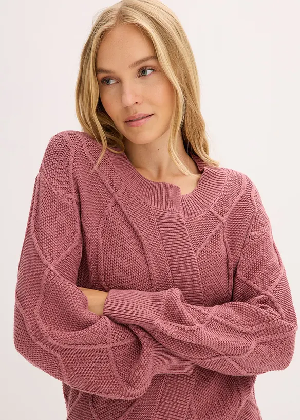 Pletený kabátek s copánkovým vzorem, bonprix