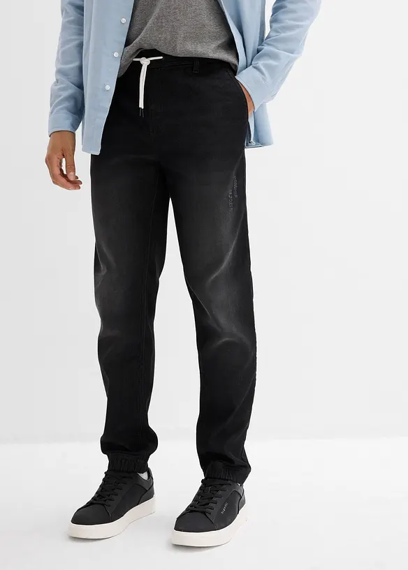 Teplákové džíny bez zapínání, Regular Fit, Straight, bonprix