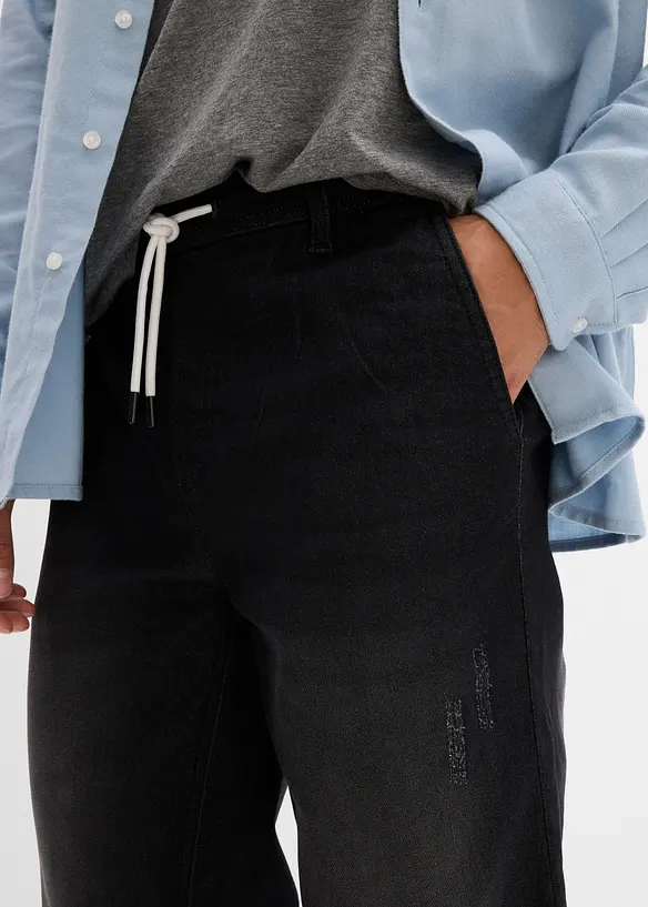Teplákové džíny bez zapínání, Regular Fit, Straight, bonprix