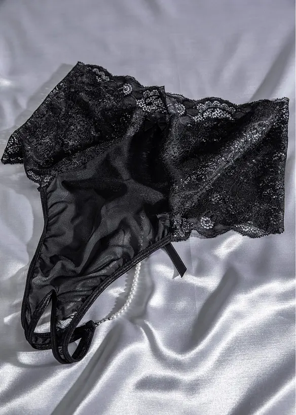 Vysoké kalhotky string ouvert s odnímatelným řetízkem, bonprix