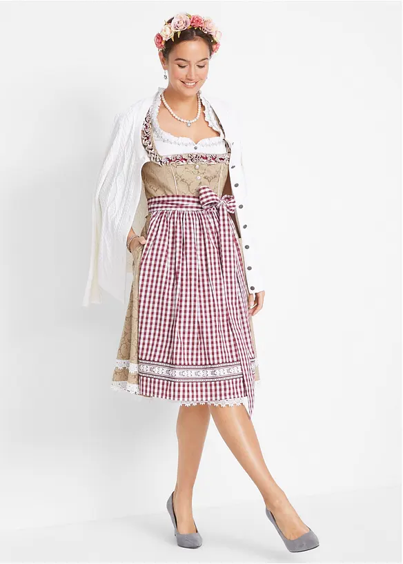 Dirndl se zástěrou, délka ke kolenům, bonprix