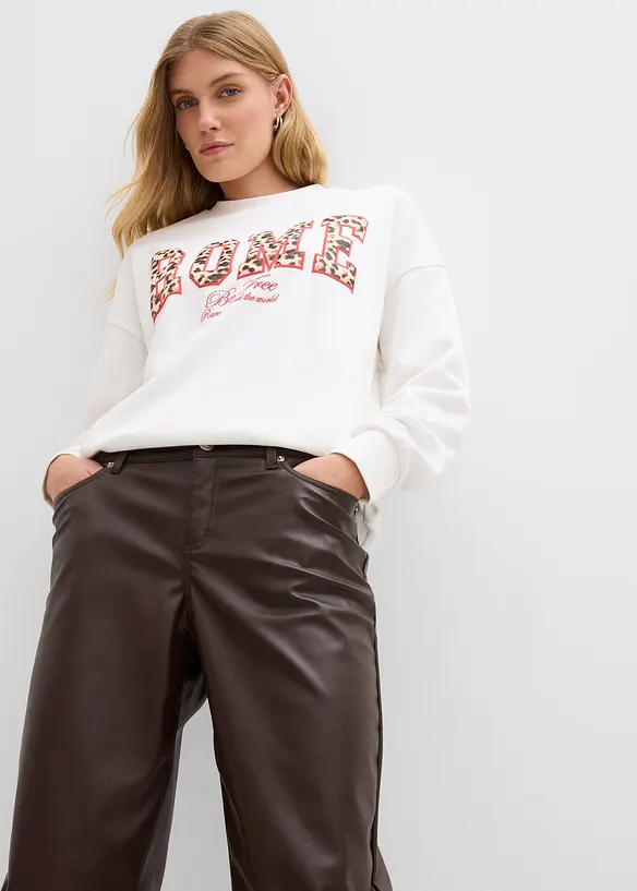 Kalhoty z umělé kůže, střih Barrel, Mid Waist, bonprix