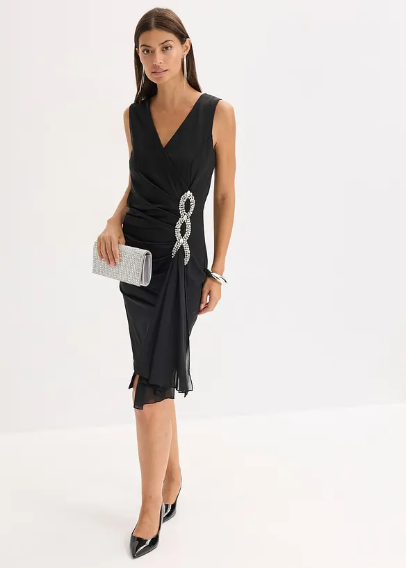 Žerzejové šaty s aplikací ze štrasových kamínků, bonprix