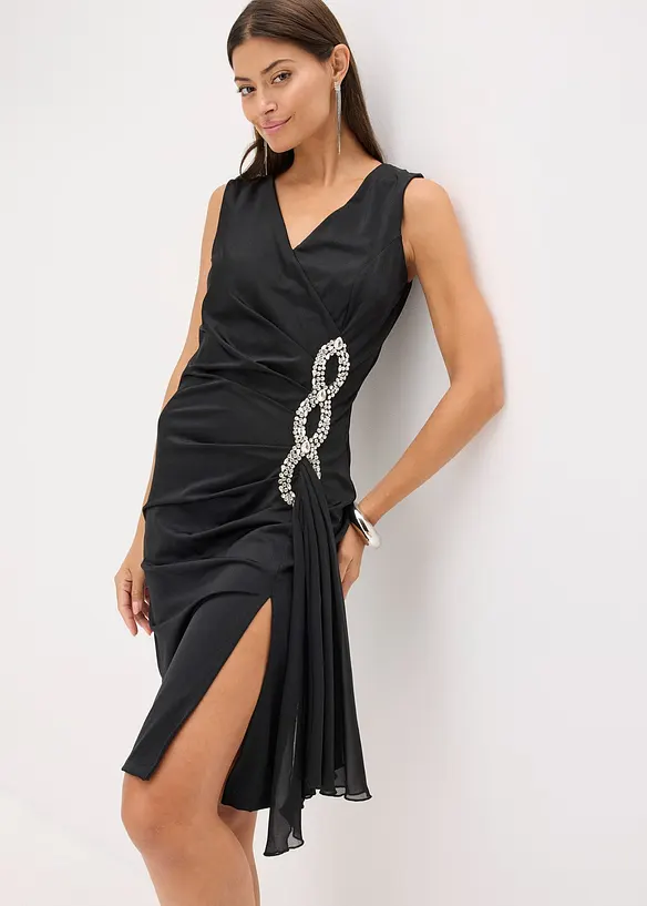 Žerzejové šaty s aplikací ze štrasových kamínků, bonprix