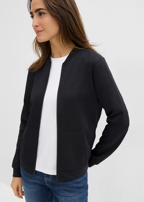 Mikina se zapínáním na zip, z materiálu scuba, bonprix