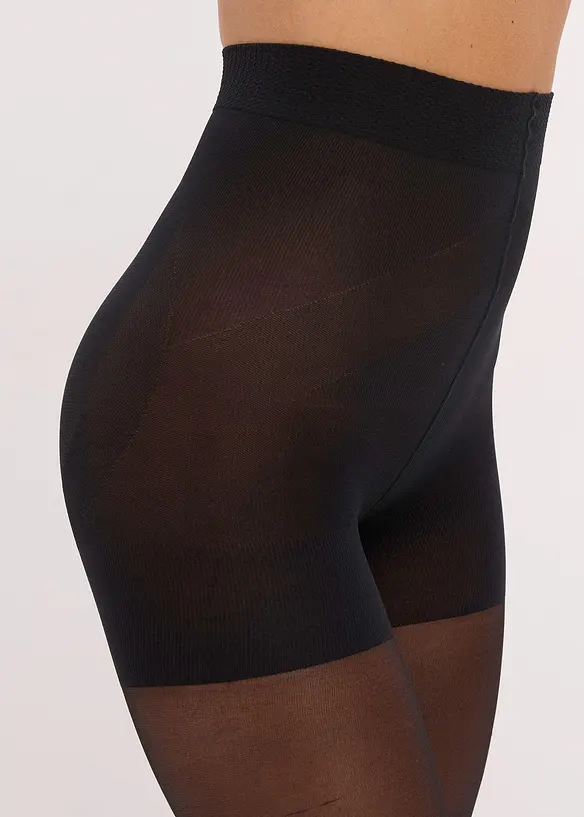 Neprůhledné punčochové kalhoty s push-up efektem, Belly Control, pohodlným nápletem a kompresí, 50 DEN, bonprix