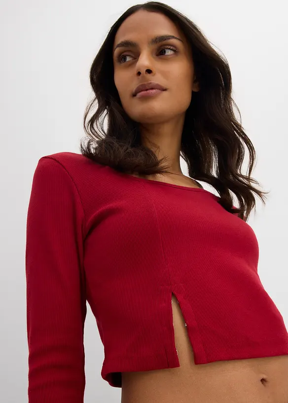 Krátké žebrované triko, bonprix