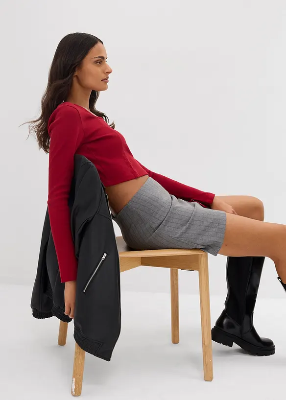 Krátké žebrované triko, bonprix