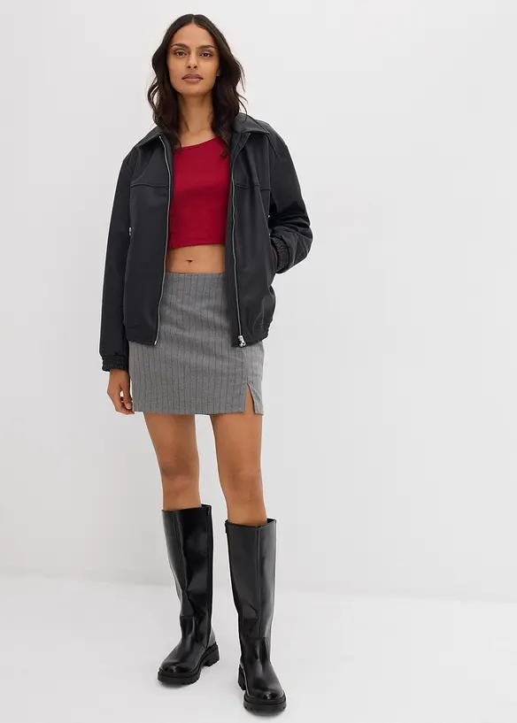 Krátké žebrované triko, bonprix