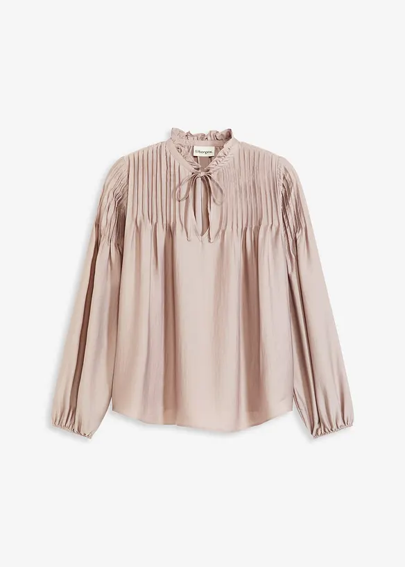 Tuniková halenka z lesklého saténu, se sámky, bonprix