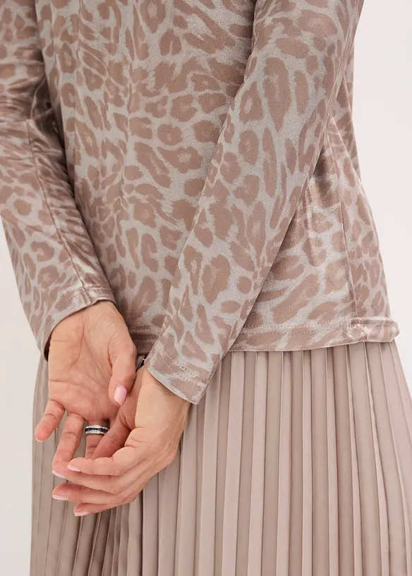 Tričko s lesklým leopardím potiskem, bonprix