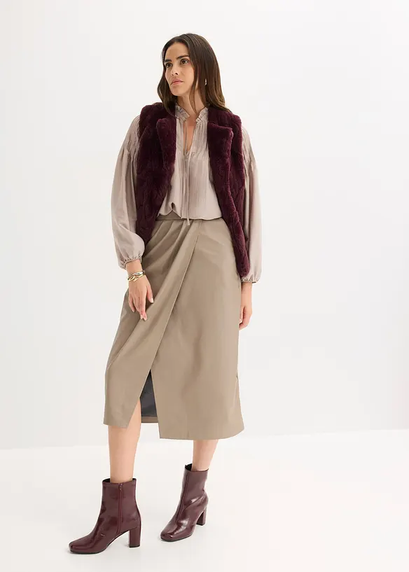 Tuniková halenka z lesklého saténu, se sámky, bonprix