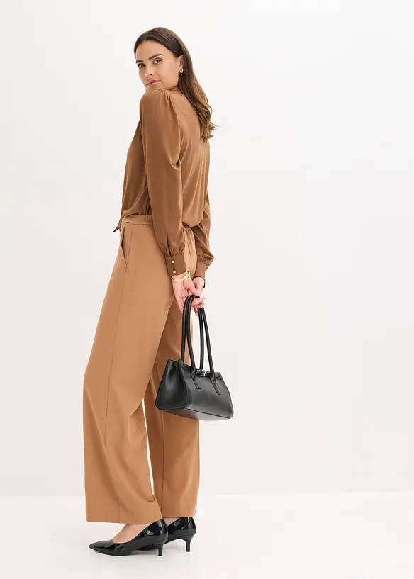 Triko s viskózou a saténovou vázačkou, bonprix