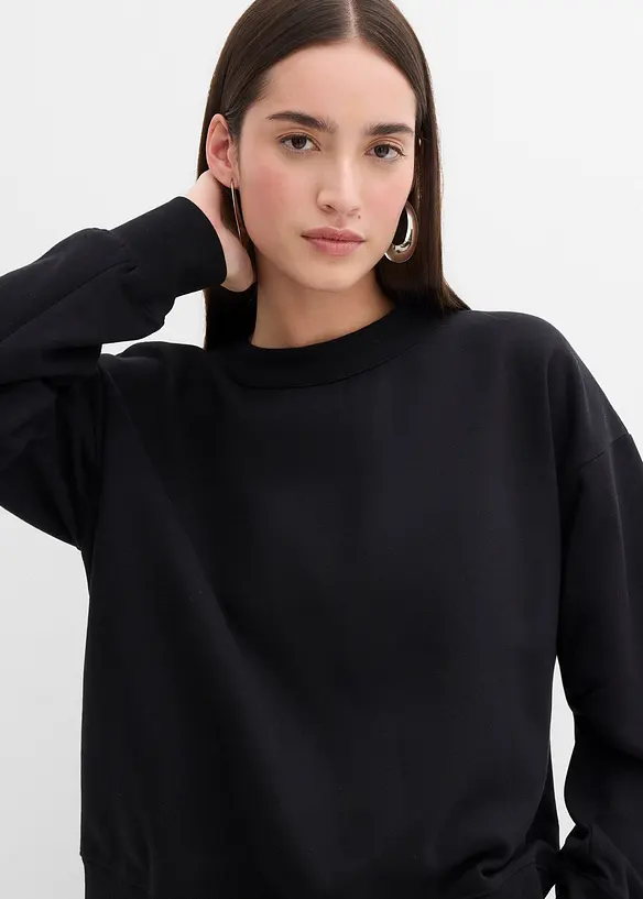 Mikina se širokým žebrovaným límcem, z organické bavlny, bonprix