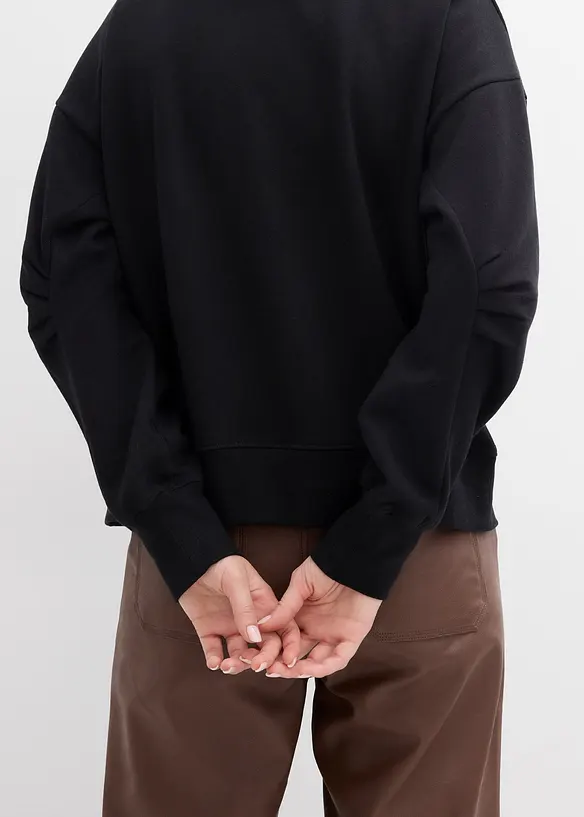 Mikina se širokým žebrovaným límcem, z organické bavlny, bonprix