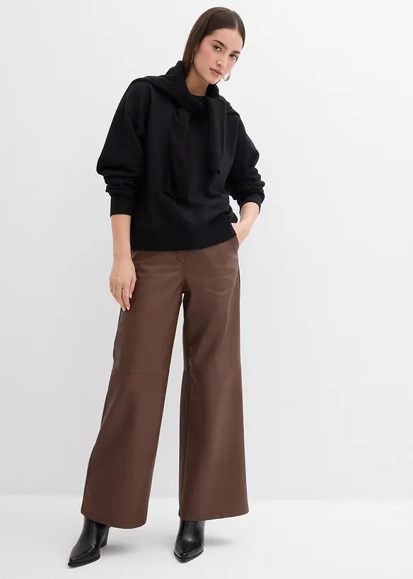 Mikina se širokým žebrovaným límcem, z organické bavlny, bonprix