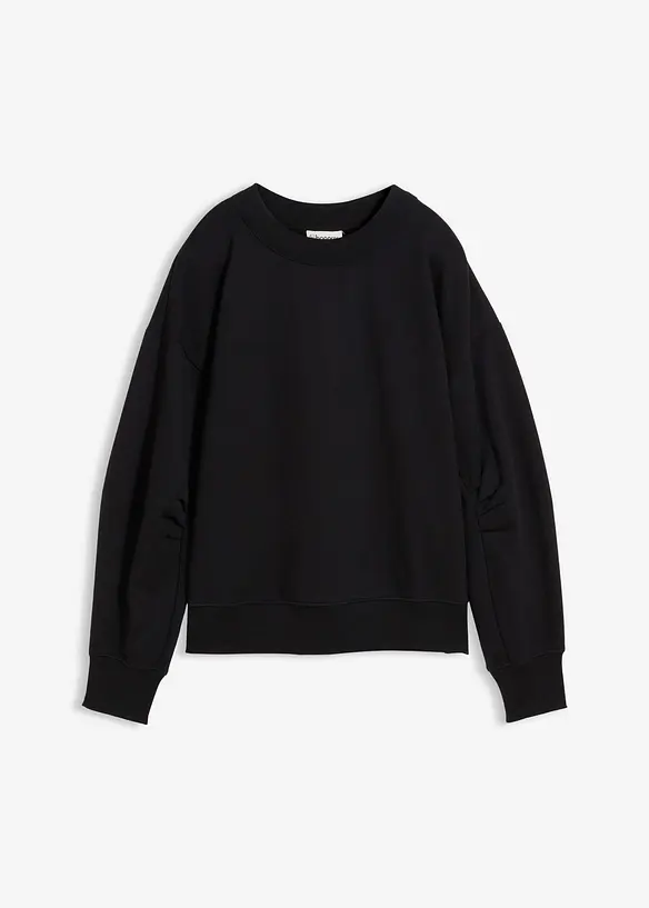 Mikina se širokým žebrovaným límcem, z organické bavlny, bonprix