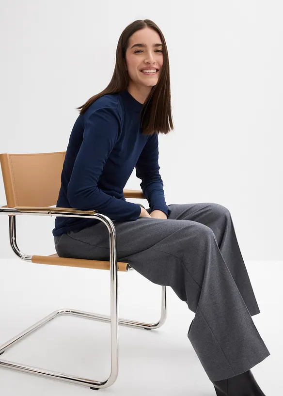 Žebrované tričko s nařasením, bonprix