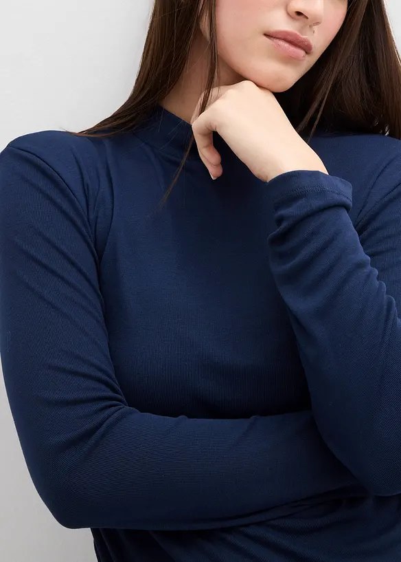 Žebrované tričko s nařasením, bonprix