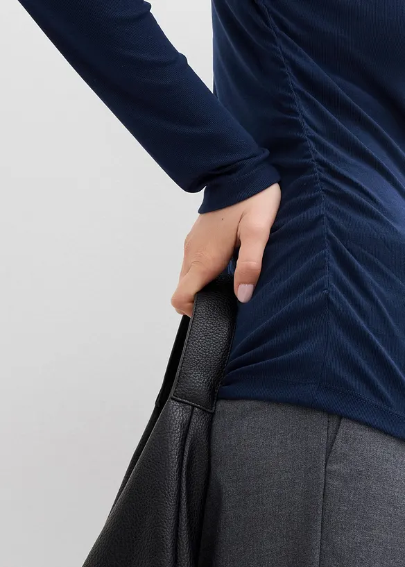 Žebrované tričko s nařasením, bonprix