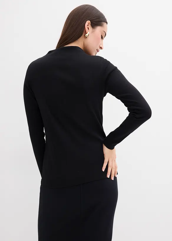 Triko s dlouhým rukávem, z žebrovaného materiálu, bonprix