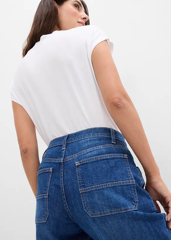 Džíny Wide Leg, Mid Waist, s nakládanými kapsami, bonprix