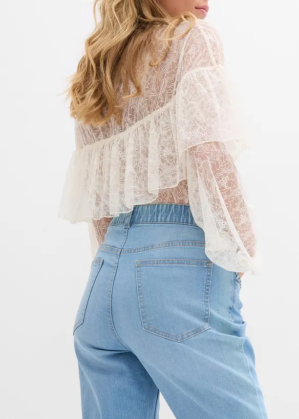 Džíny Straight, High Waist, s detaily na kapsách, bonprix