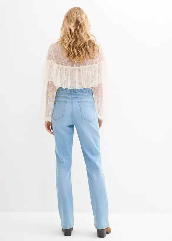 Džíny Straight, High Waist, s detaily na kapsách, bonprix