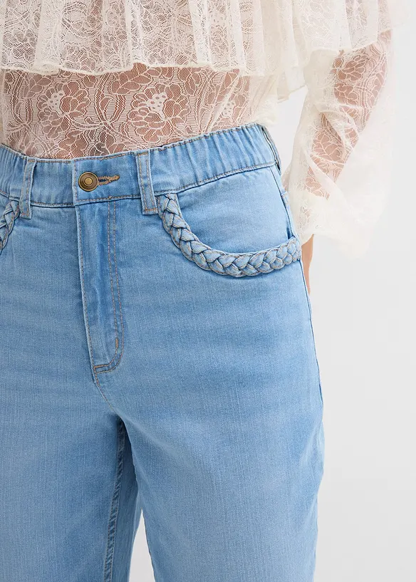 Džíny Straight, High Waist, s detaily na kapsách, bonprix